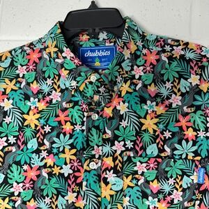 Chubbies Tropical Toucan Floral Short Sleeve Button Down Shirt -‎ Medium